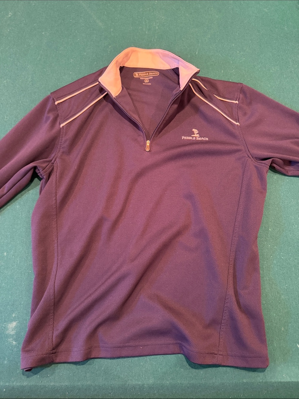 Pebble Beach Navy Half-Zip Pullover with Collar